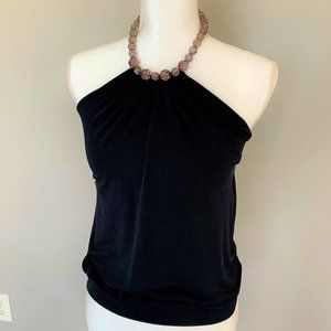 The Limited Black Blousy Dressy Beaded Top NWOT